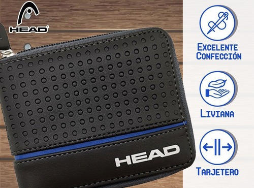 Imagen 5 de 7 de Billetera Head Colores Hombre Caja Regalo C/ Cierre Cuero P