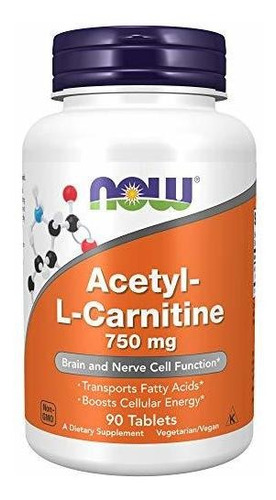 Now  Suplementos, Acetil-l-carnitina 750 Mg, Aminoácido, F