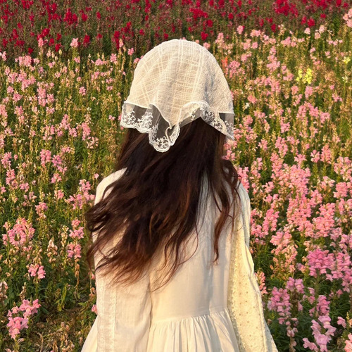 Diadema Retro Con Forma De Triángulo Y Encaje Floral Para Mu