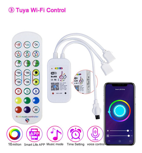 Controlador Tuya Wifi Rgb Para Tira De Luz Led 3528 2835 505