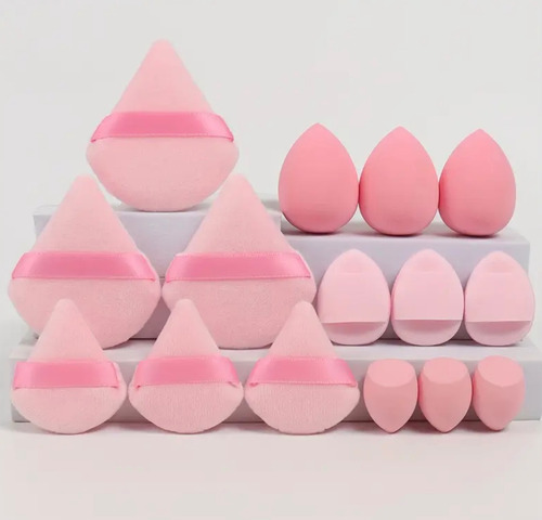 Set De Esponjas De Maquillaje Aplicación Perfecta Rosa Mediana