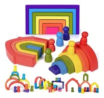 Comprar Bloques De Construcción De Madera- Arcoiris