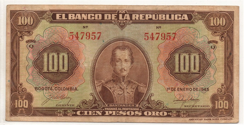 Colombia 100 Pesos 1945