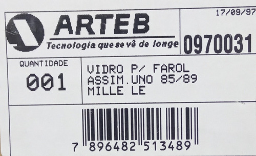 Vidrio Faro Fiat Uno Premio 86-90 (derecho) Arteb 40134