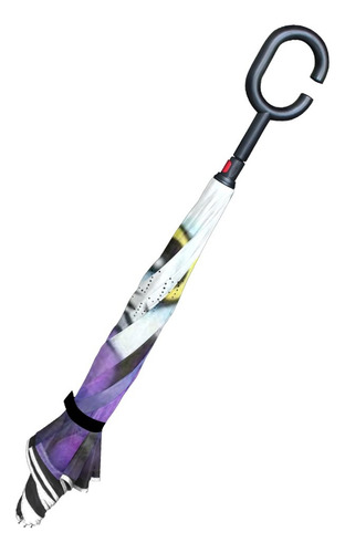 Alaza Paraguas Invertido Morado Búho Doble Capa Mmg