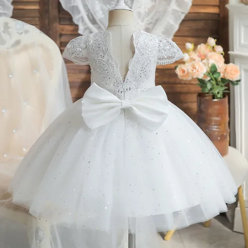 Vestido Blanco De Fiesta Para Ni a Talla 2 A os Bautizo