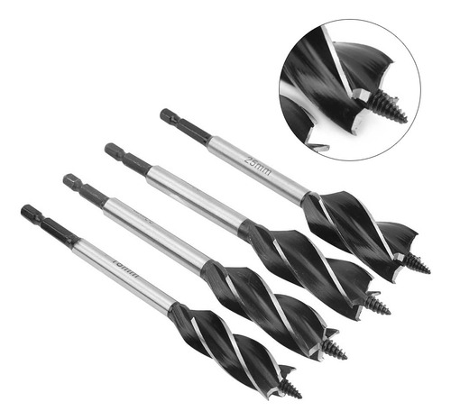 Broca De Corte Tipo Barrena, 4 Brocas, Sierra Perforadora Pa