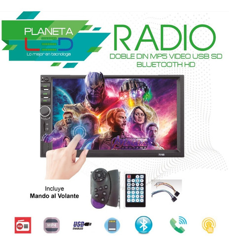 Radio Pantalla Doble Din Mp5 Video Usb Sd Bluetooh Hd 7