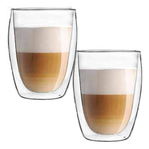 2 Tazas Larhaus Barista Latte Jarro Vaso Doble Vidrio 350cc