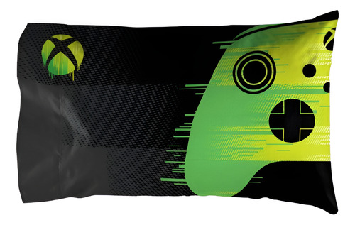 Edredón Xbox Microsoft Y Funda Almohada Individual 2 Pzs / J Verde Estampado Control