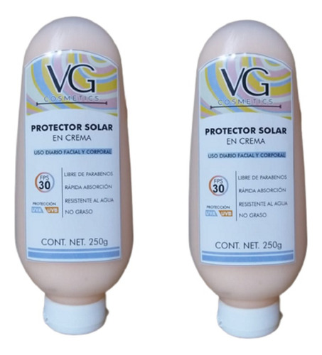 Protector Solar Crema 2 Piezas Uso Diario Hidratante Fps30