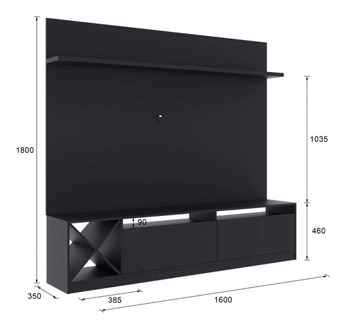 Imagem 3 de 5 de Estante Home Para Tv Até 50 Polegadas 2 Portas Adega Hi