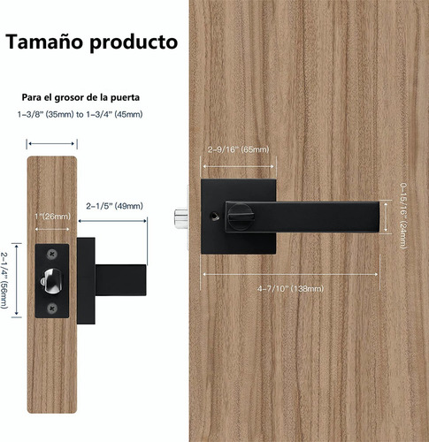 Cerradura Chapa Manija Cuadrada Para Puerta Recamara