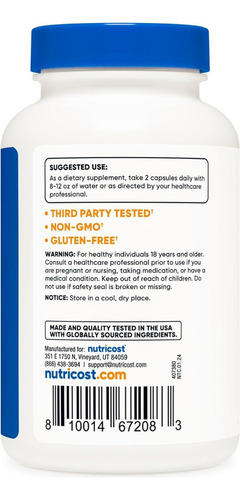 Suplemento Nutricost Magnesium 210 Mg 120 Cápsulas