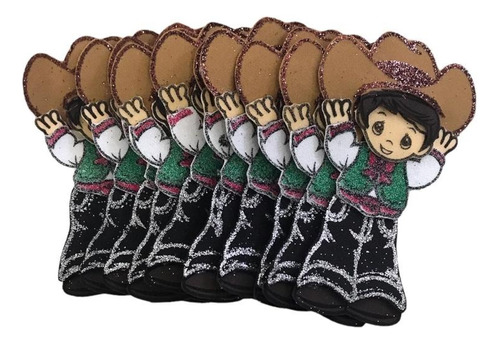 10 Adornos Foamy Termo Formado Vaquero Mexicano, 11 Cm