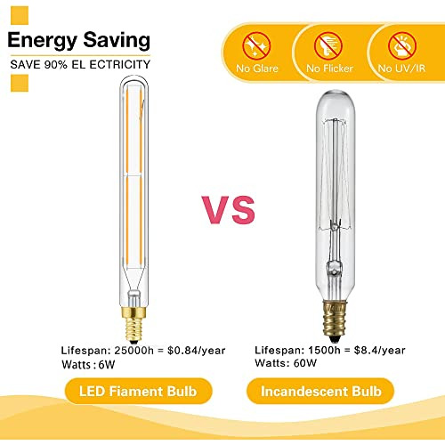 Bombillas Led E12 De 6 W, 3000 K, 750 Lm, Vintage, Paquete D