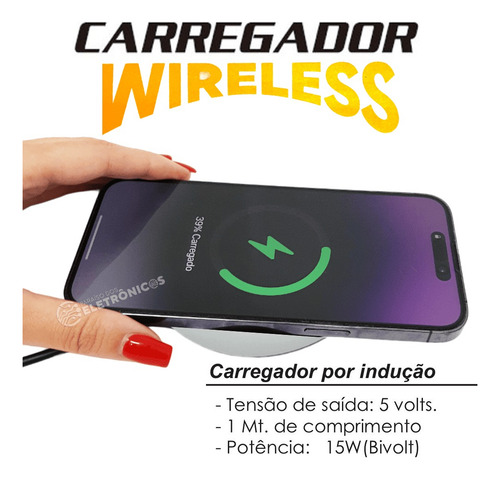 Carregador Rápido Sem Fio Usb Wireless Indução Slim Cor Branco