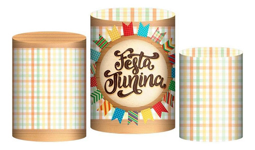 Trio Capas Cilindros Sublimado Festa Junina Tecido Veste