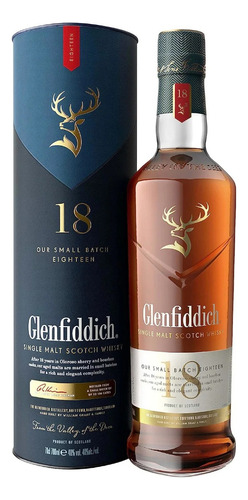 Whisky Glenfiddich Single Malt 18 Años, 750cc Con Estuche