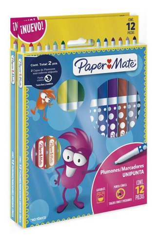 Plumones Papermate Pincelin 2 Paquetes Con 12 Piezas C/u