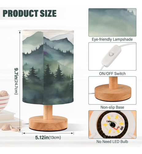 Lámpara De Mesita De Noche Led Con Puertos Usb Para Dormitor Color De La Estructura Color De La Pantalla