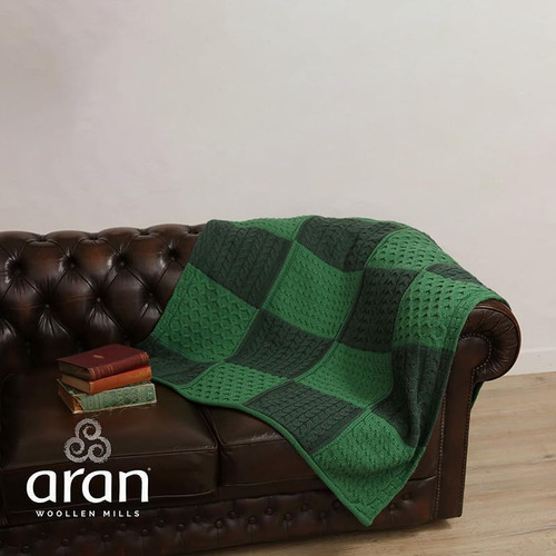 Irish Knit Blanket Merino Wool Patchwork Intarsia Throw...