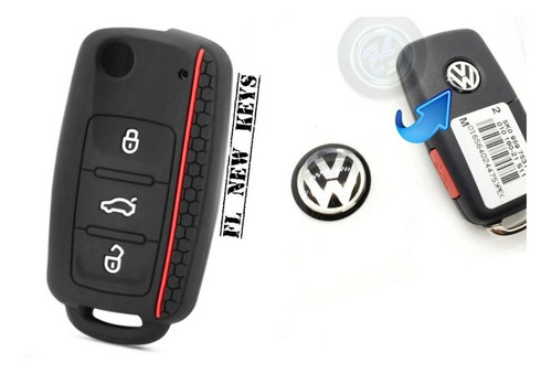 Ggg Funda Silicon Llave Para Volkswagen + Emblema 11 Mm.