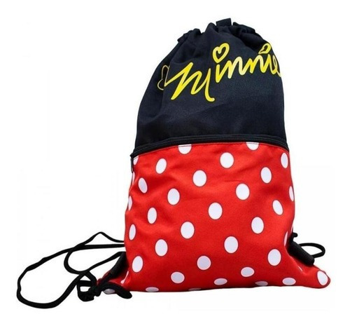 Mochila Tipo Saco Minnie Disney Licenciado 32x40 Cm Cor Vermelho