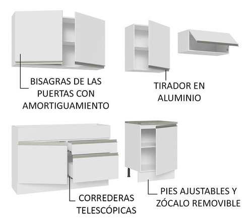 Cocina Integral Completa Modular Madesa Glamy 260cm 03 Blanco
