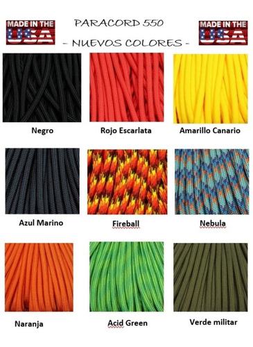 Cordones Paracord 550 - Por Metro  - Colores Disponibles