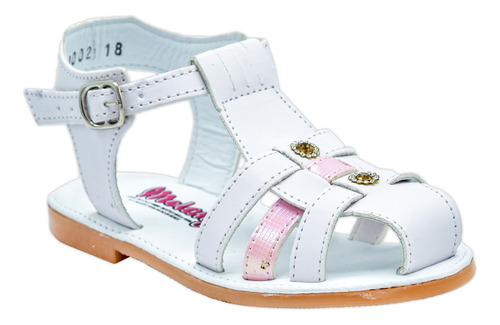 Sandalia Niña Melani 0002 Blanco Moda Casual 18 Al 21