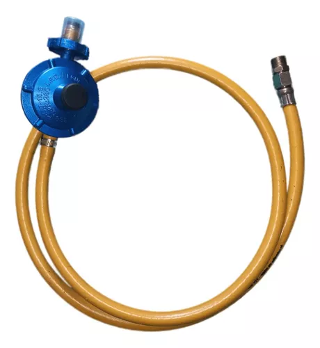 Regulador Gas Azul Propano Con Manguera Amarilla 1.5 Metros