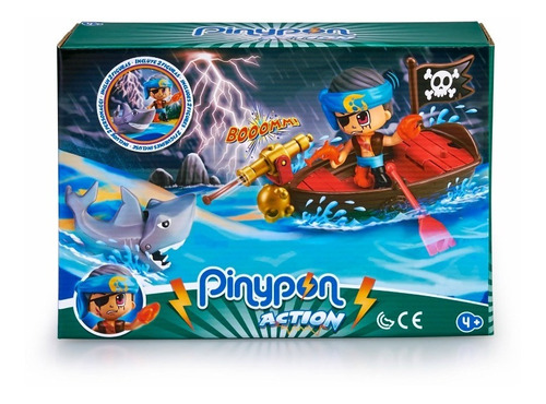 Pinypon Action Bote Pirata Con Figura Tiburon Y Accesorios