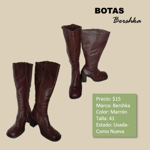 Botas Bershka Marron Oscuro Altas Punta Cuadrada 