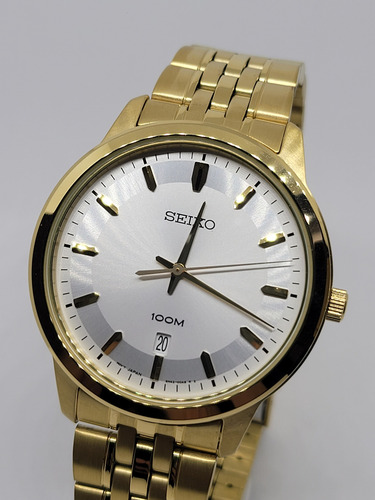 Reloj Seiko Caballero Sur034p1 Dorado 41mm Wr100 Dorado Dorado Gris Perlado Bitono