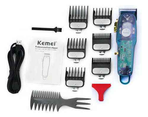 Maquina De Corta Cabelo Kemei 2706 Pg Relevo 3d Transparente