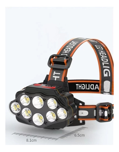 Lampara De Cabeza Led Recargable Con 8 Led Para Acampar Color de la luz Light headlamp