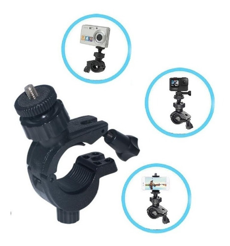 Imagen 1 de 9 de Soporte Abrazadera Caño Bicicleta Moto Gopro Sony Celulares