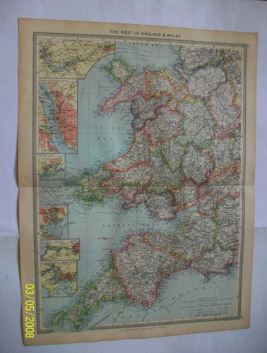 Mapa Oeste De Inglaterra Publicado En Londres En El Año 1920