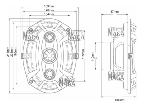 Parlantes 6x9 Jbl Selenium Cuatriaxial 69qd8ta 320w Color Negro