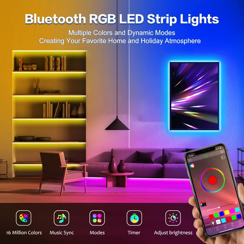 Tira De Luz Led De 100 Pies, Tira De Luces Led Rgb Que Cambi