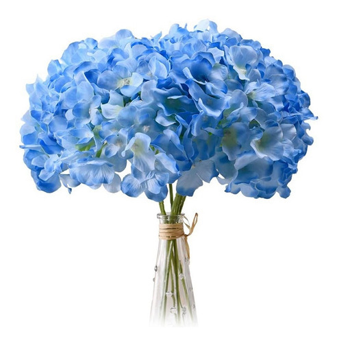 Pacote De 20 Cabeças De Flores De Seda De Hortênsia Azul Cla