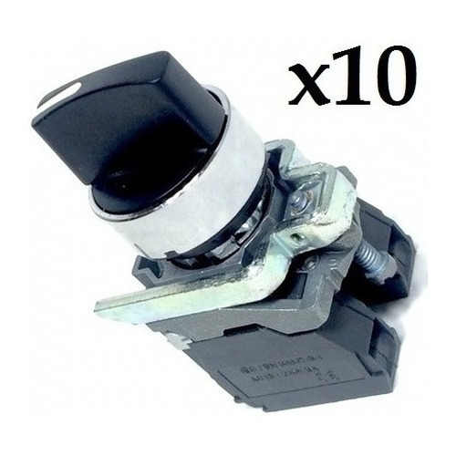 Selector Met 3 Posic M/corta 22mm 2na C/retorno (caja 10 Pz)