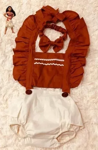 Conjunto Romper Body Moana Princesa Mesversario Roupa De Bebe Menina  Jardineira Roupa Para Bebe