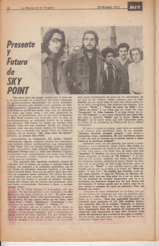 1972 Rock Nacional Nota Con Foto Grupo Sky Point Hit Nº 28