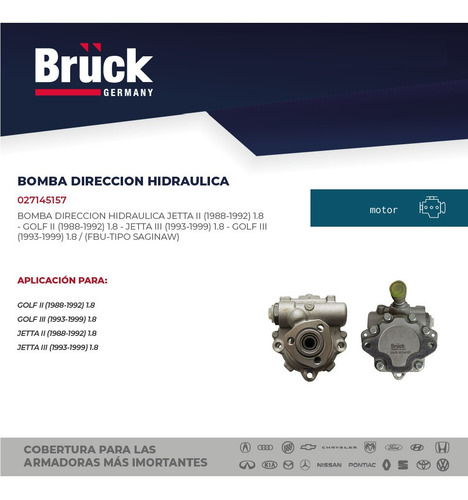 Bomba Direccion Licuadora Jetta 1992 1.8 8v 27145157