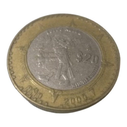 Moneda $20 Pesos Bimetalica Fuego Nuevo Año 2000