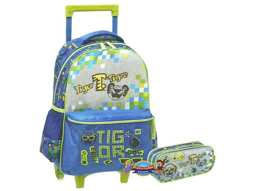 Kit Escolar Mochila Rodinhas Gde+estojo Game Tigor 2018