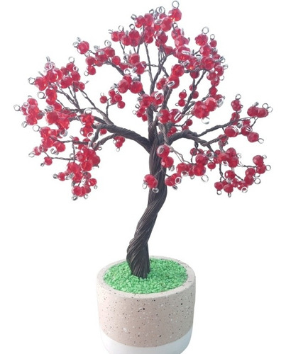 Arbol Tipo Bonsai, Alambre De Cobre Y Dona De Cristal