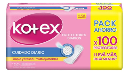 Protector Diario Kotex Cuidado Diario Multiestilo X 100 Un